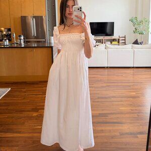 Hill House Scarlett Nap Dress White Shadow Stripe Small